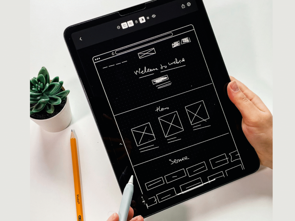 a rough sketch of how a website can be designed on an ipad