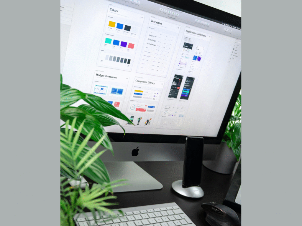 a screen telling about the design structure of a website or application